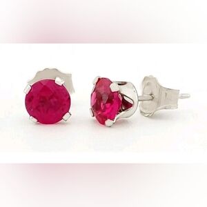 SALE! New 925 Sterling Silver Lab Created Ruby Earrings